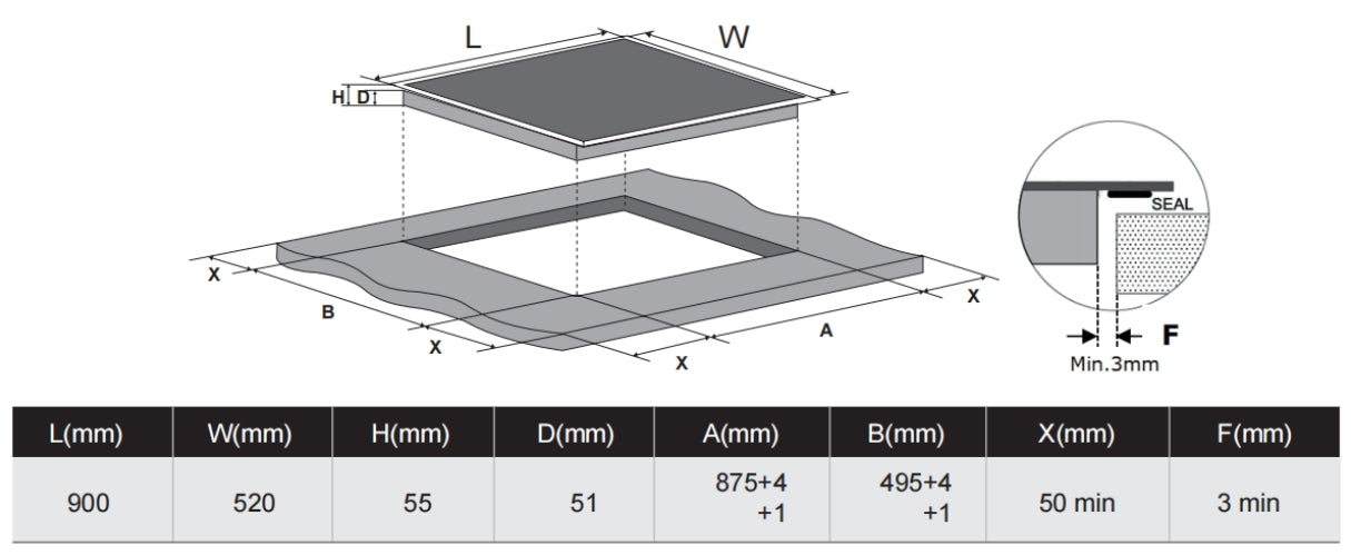 CY-CH905 Black Glass Black Built In Hob