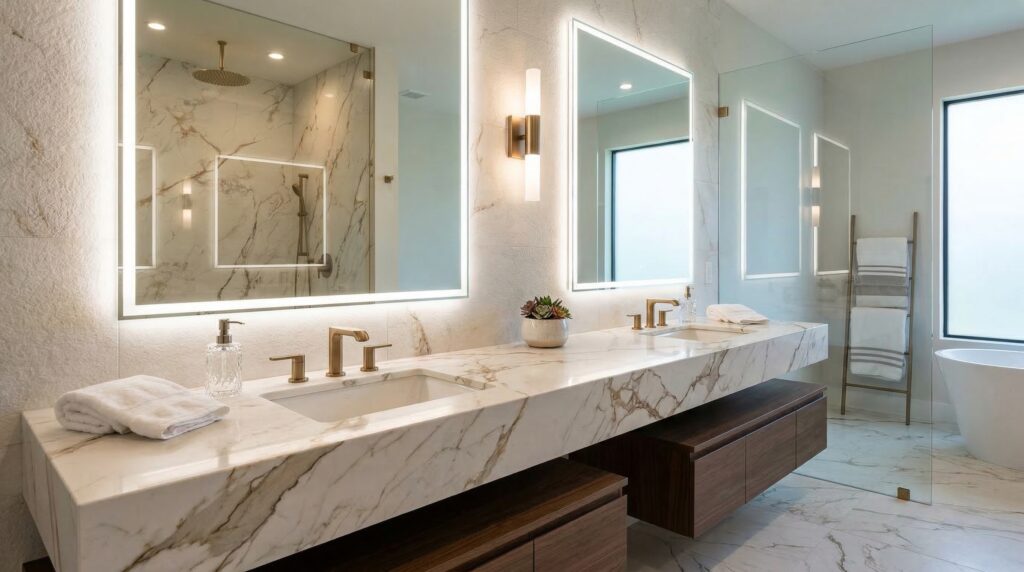 TY3003L ZERO SILICA White with Gold Veining Rectangular Engineered Stone