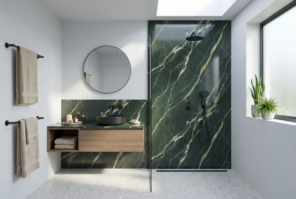 AVAG Natural Stone Green with gold and ivory veining Rectangular Natural Stone