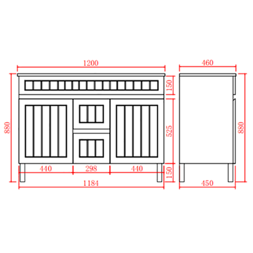 AC124DL-MW Acacia Matte White Rectangular Free Standing Vanity