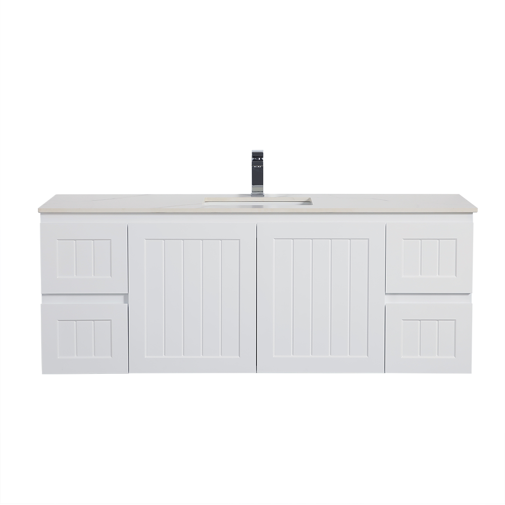 AC154W-MW Acacia Matte White Rectangular Wall hung Vanity