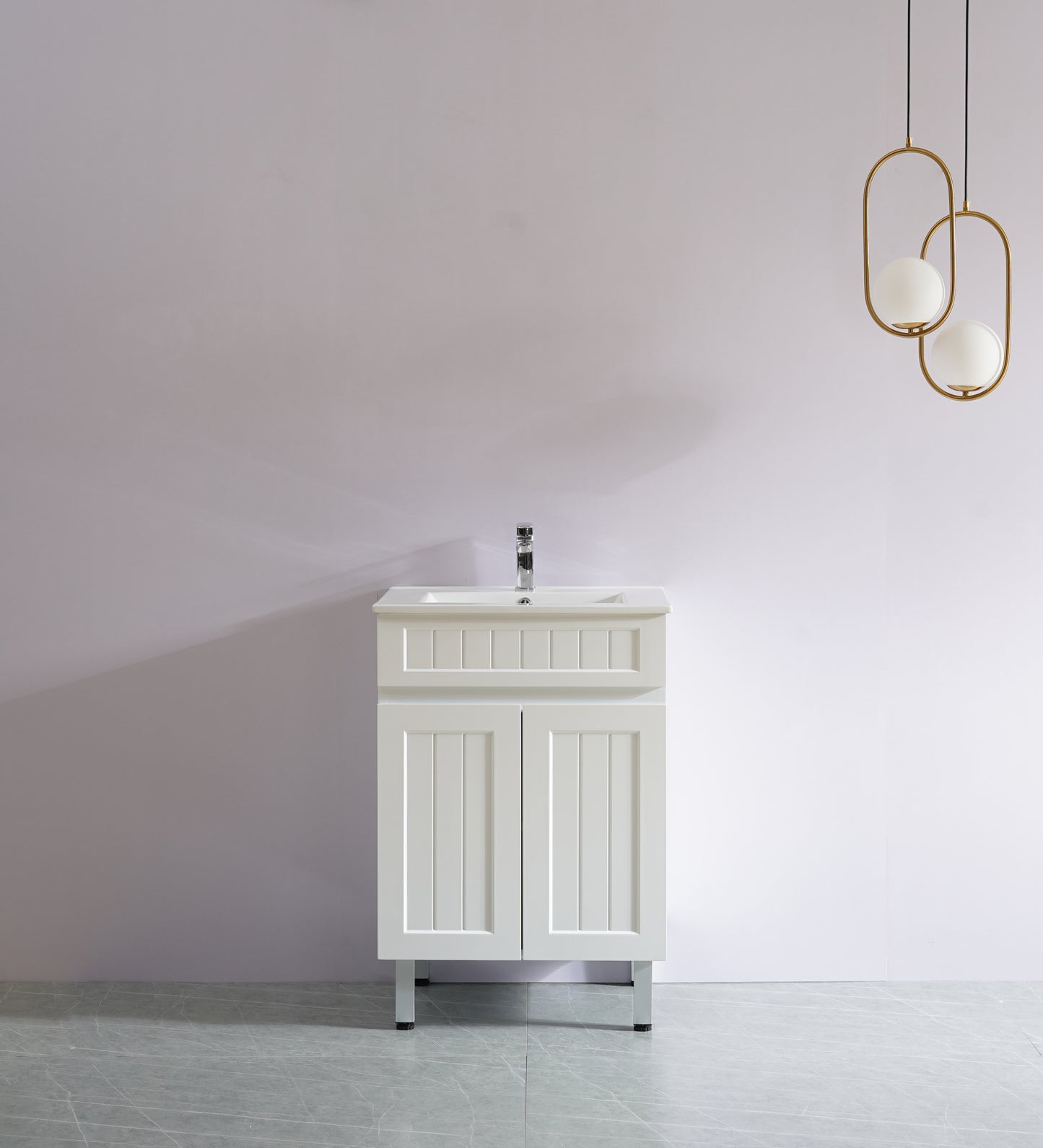 AC64L-MW Acacia Matte White Rectangular Free Standing Vanity