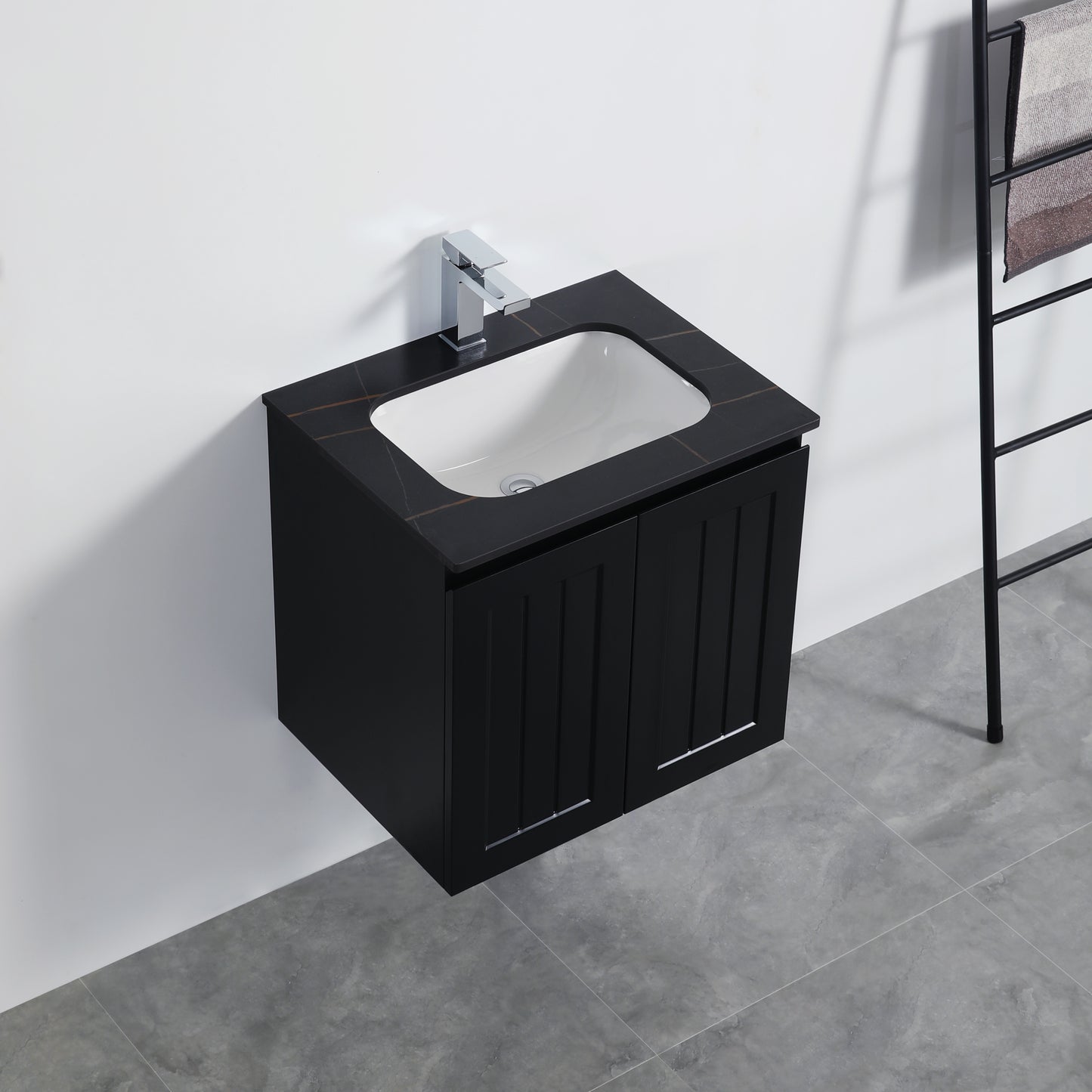 AC64W-MB Acacia Matte Black Rectangular Wall hung Vanity