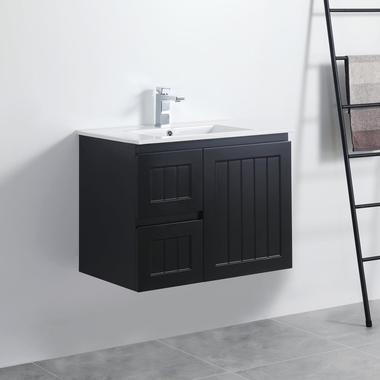 AC74LW-MW Acacia Matte White Rectangular Wall hung Vanity