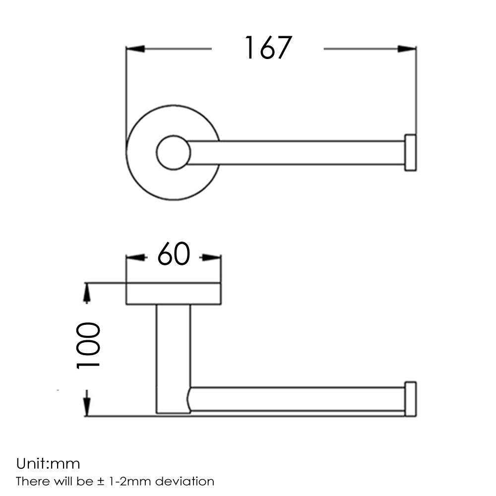 AR611.01 Norico Pentro Chrome, Polished Chrome Round Wall Mounted Toilet Roll Holder
