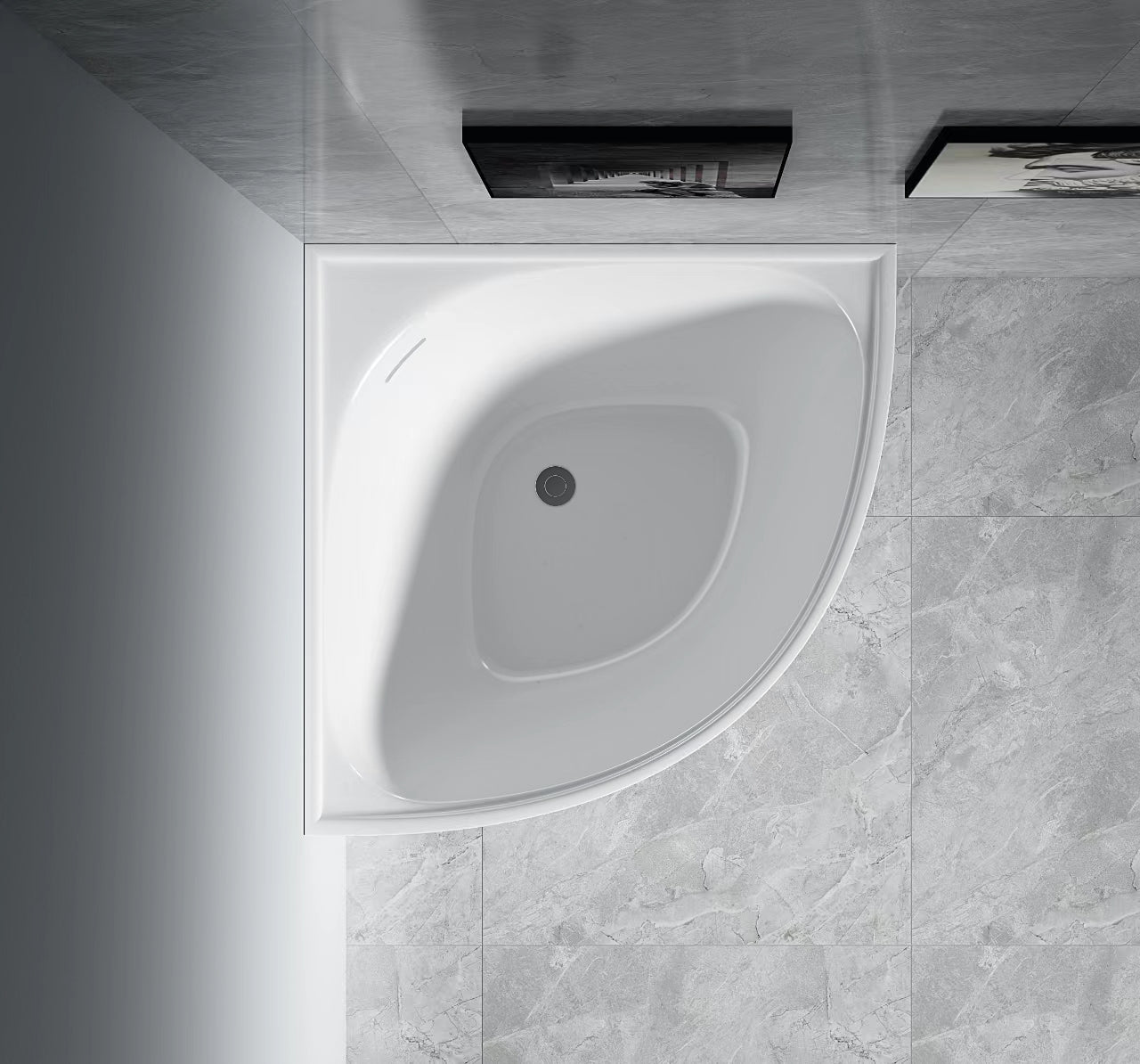 BL1000-GW Bella Gloss White Corner Back to Wall, Corner Bathtub