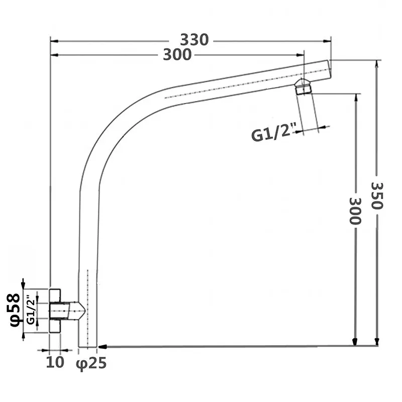 BU0127.SA Brushed Nickel Nickel Round Wall Mounted Shower Arm