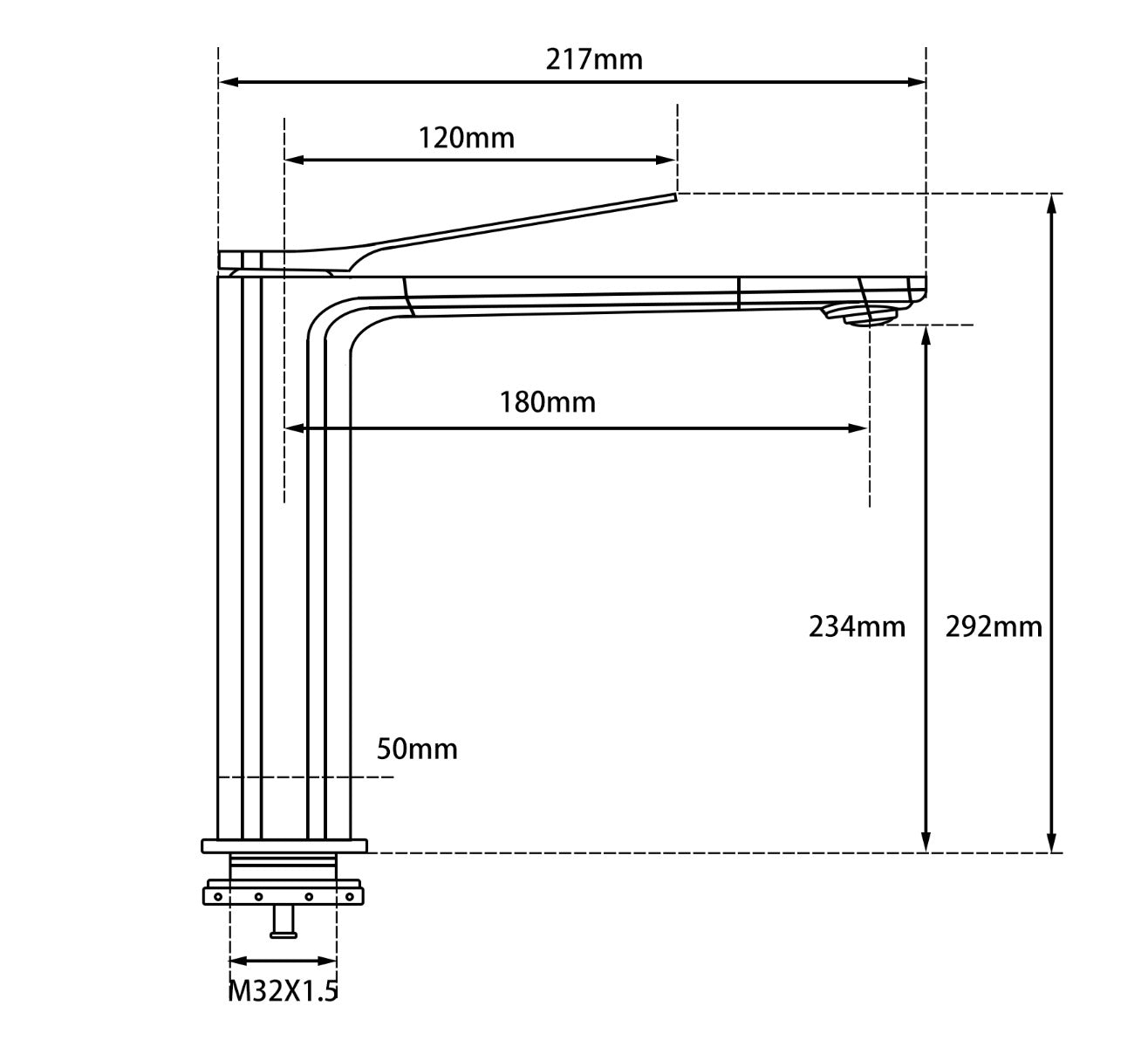BU0149.BM Brushed Nickel Nickel Above Counter Tall Basin Mixer