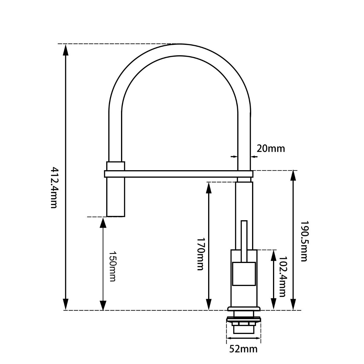 BU1032.KM Brushed Nickel Nickel Above Counter Kitchen Mixer