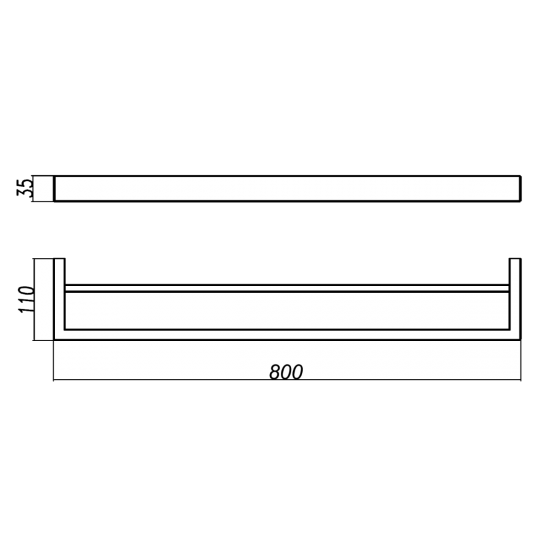 BU7002.TR IVANO Brushed Nickel Grey Square Towel Rail