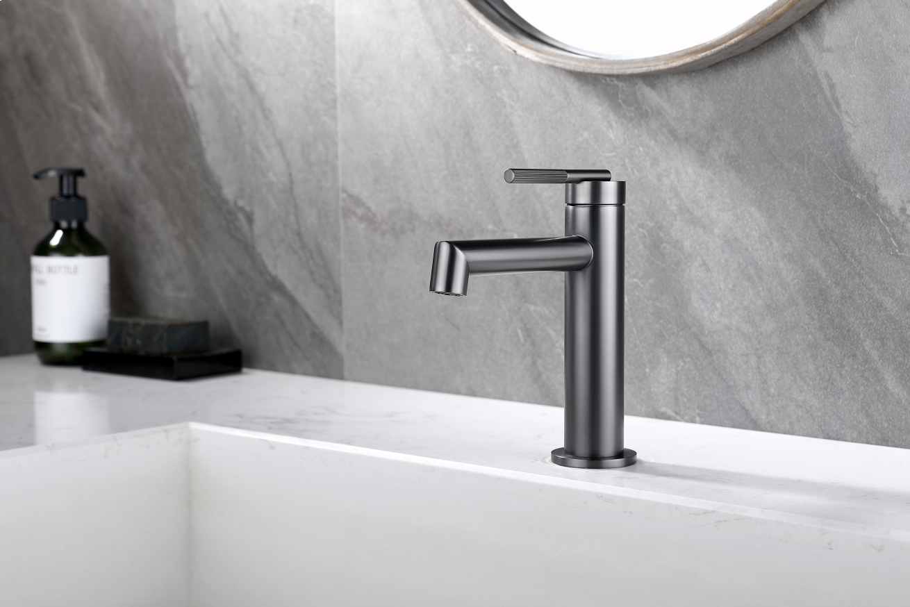 BUGM0240.BM CADDENCE Brushed Gunmetal Grey Counter-mounted Basin Mixer