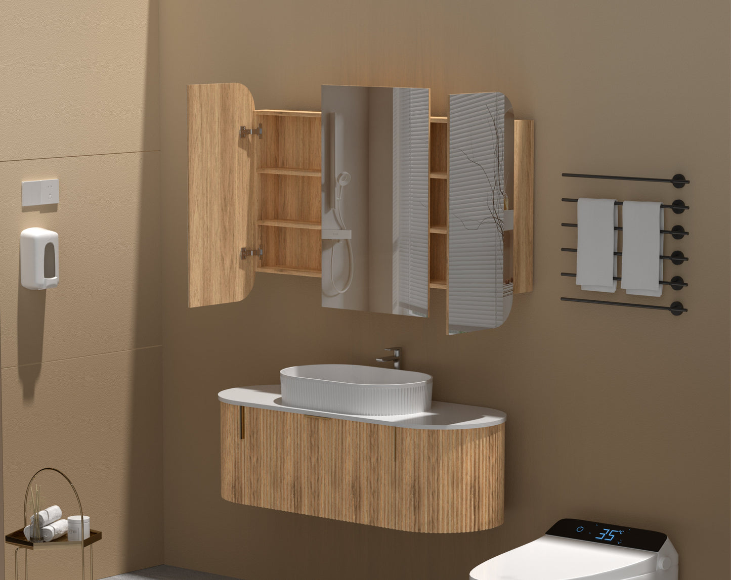 C-12080RSWA Grand Matte Brown Rectangular Wall Mounted Shaving Cabinet