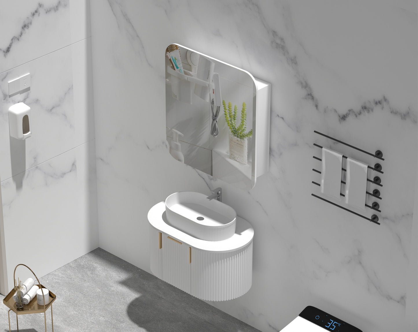 C-7580RSMW CARYSIL Grand Matte White Rectangular Wall Mounted Shaving Cabinet
