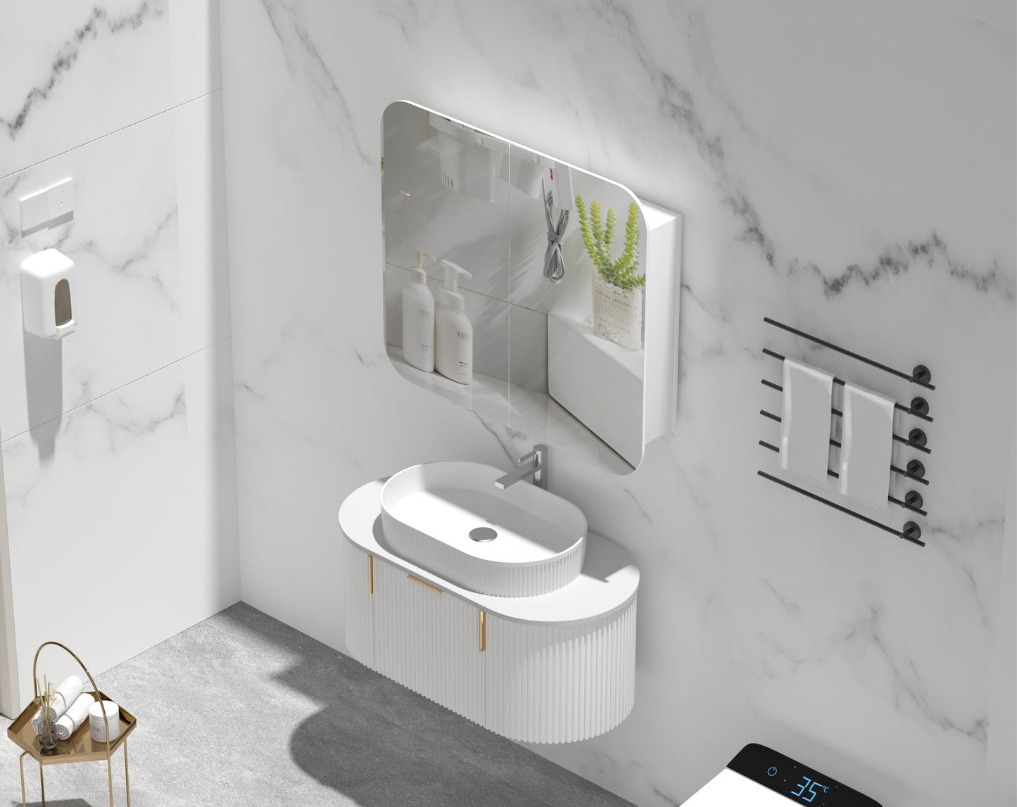 C-9080RSMW Grand Matte White Rectangular Wall Mounted Shaving Cabinet