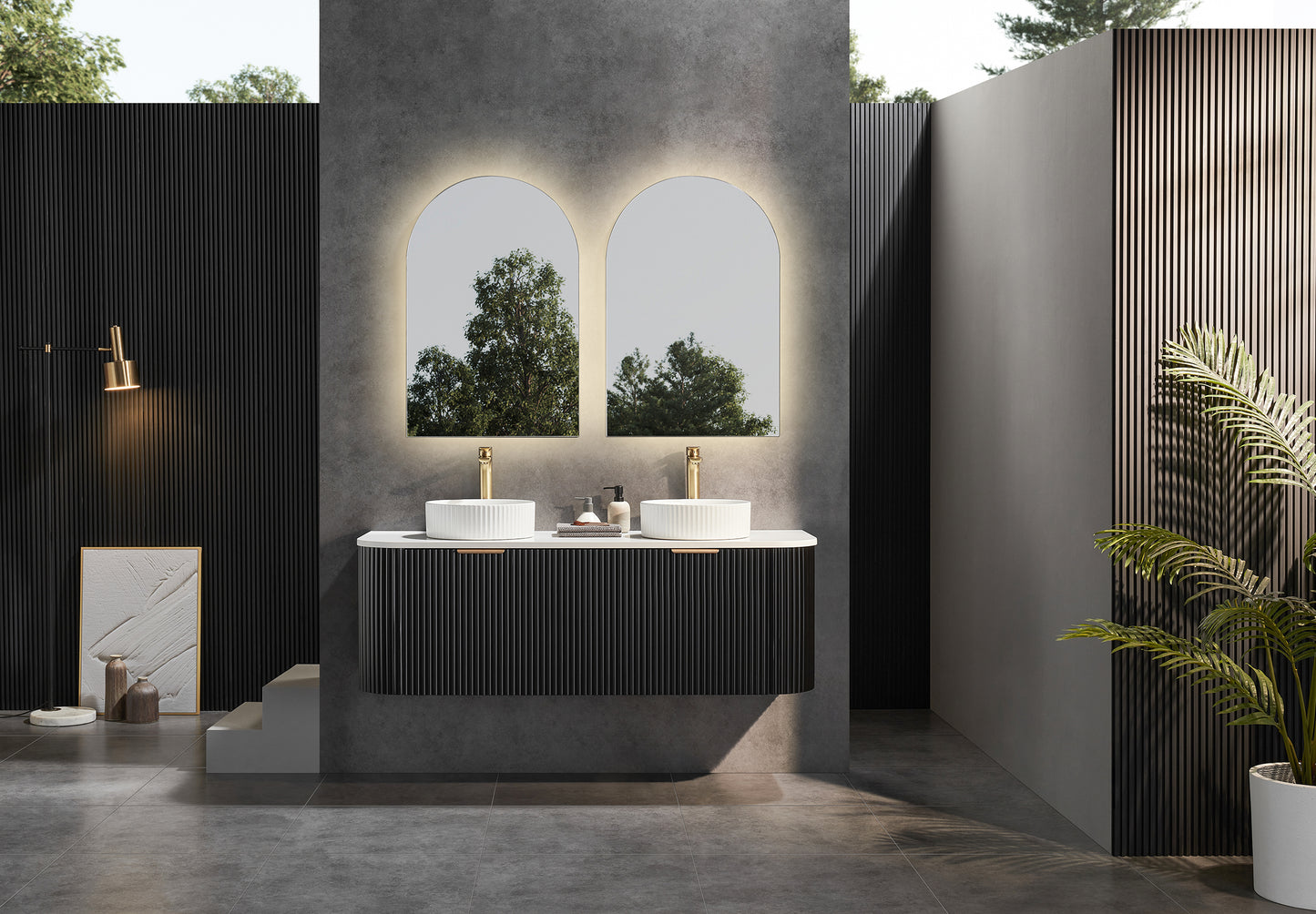 CA1800W-MB Avalon Matte Black Curved Wall hung Vanity