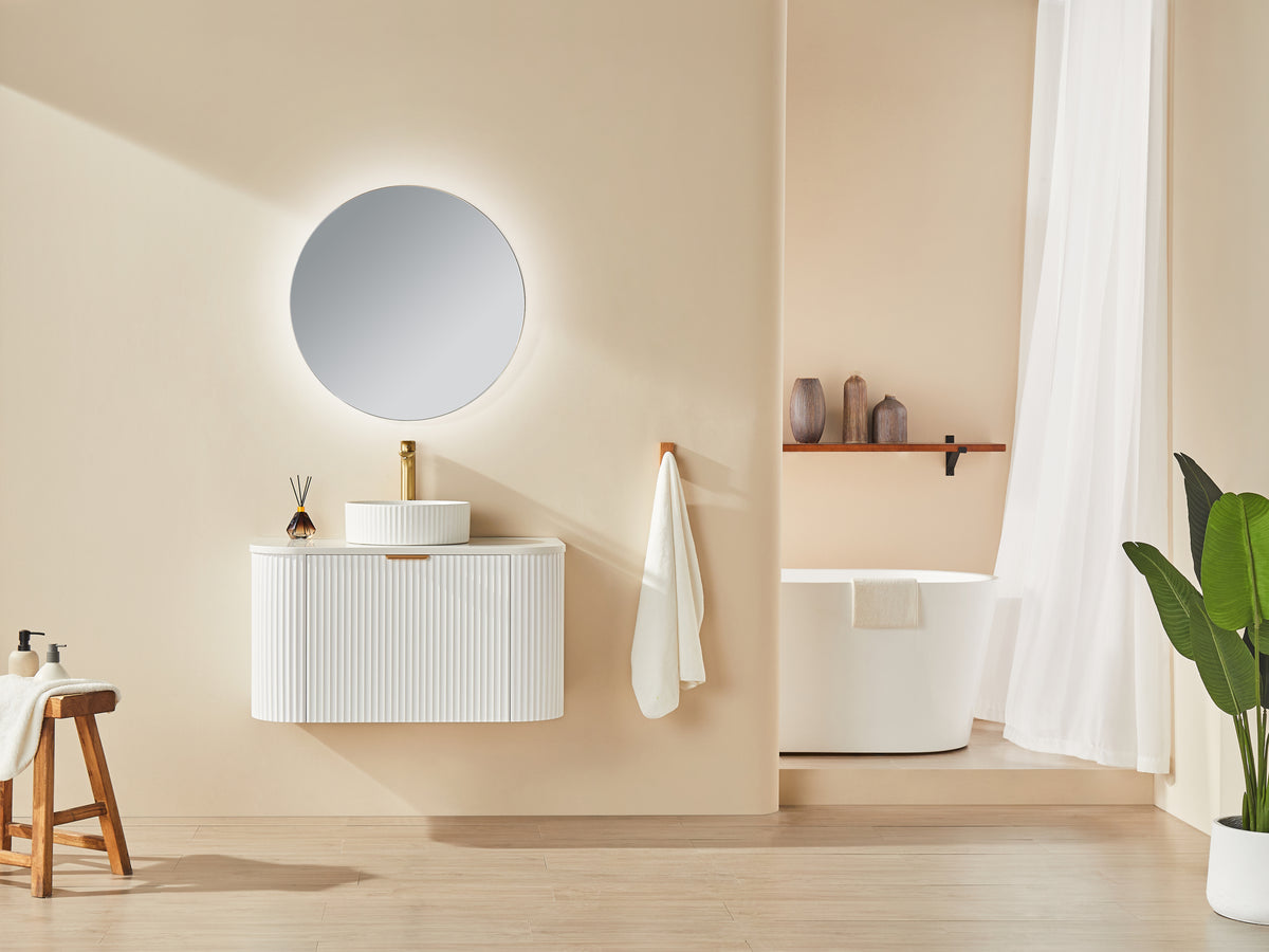 CA750W-MW Avalon Fluted Curve Matte White Wall hung