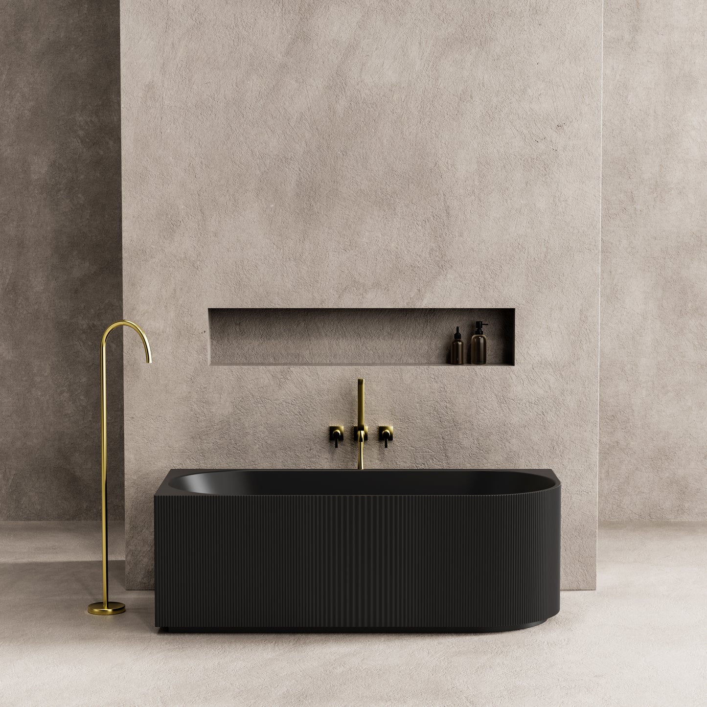 CGV1700L-MB Capri Matte Black Oval Free Standing, Corner Bathtub