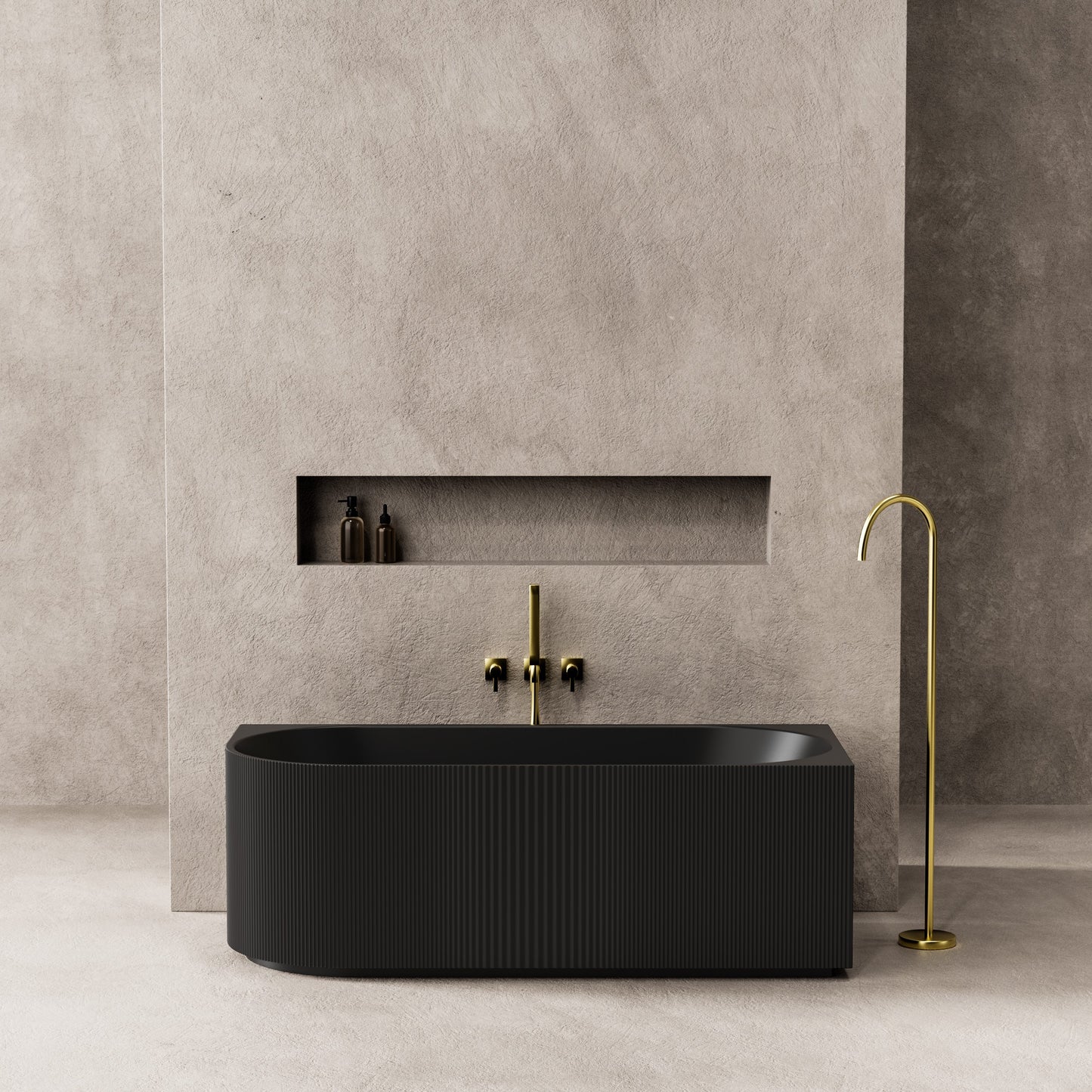 CGV1700R-MB Capri Matte Black Oval Free Standing, Corner Bathtub