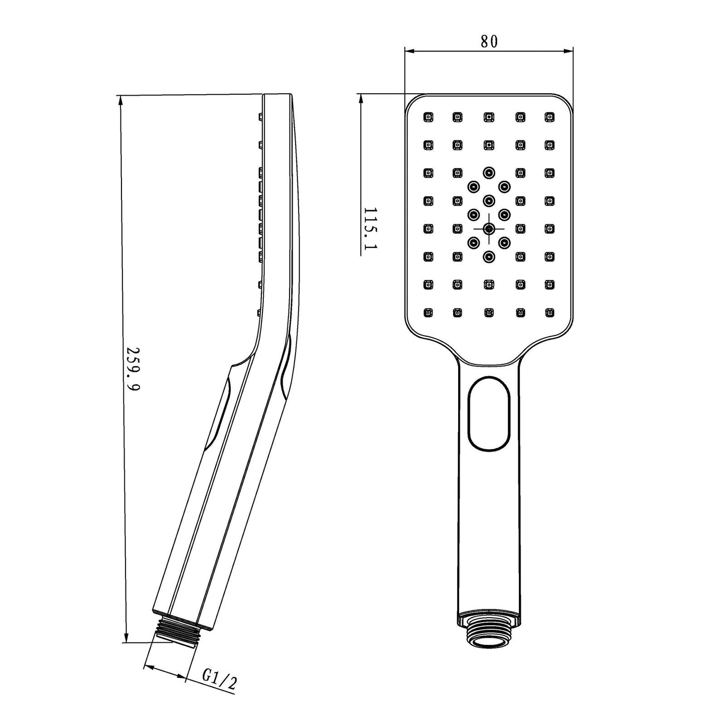 CH-S8.HHS Chrome, Polished Chrome Square Handheld Shower Head