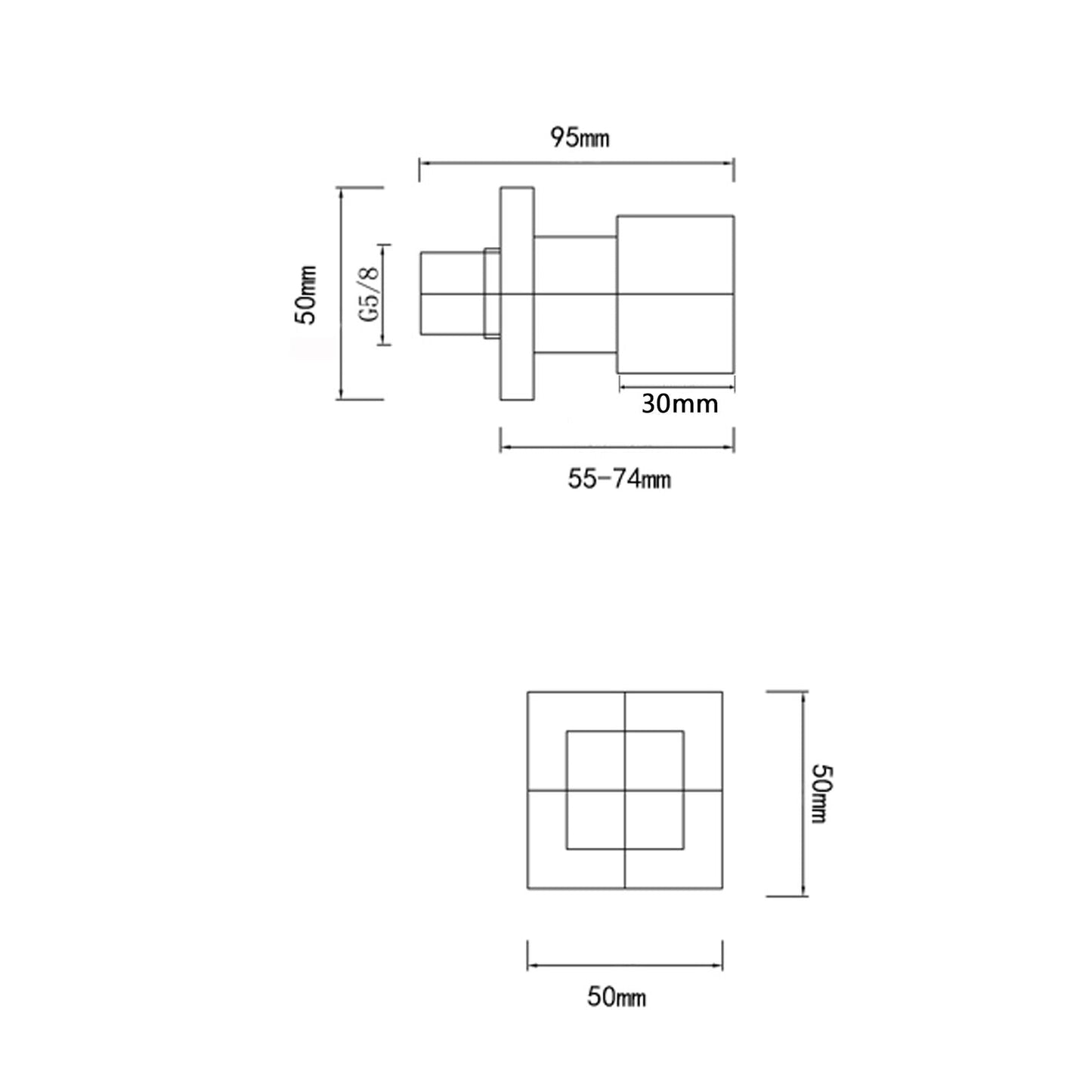 CH0001.ST Chrome, Polished Chrome Cubic Wall Mounted Shower Taps