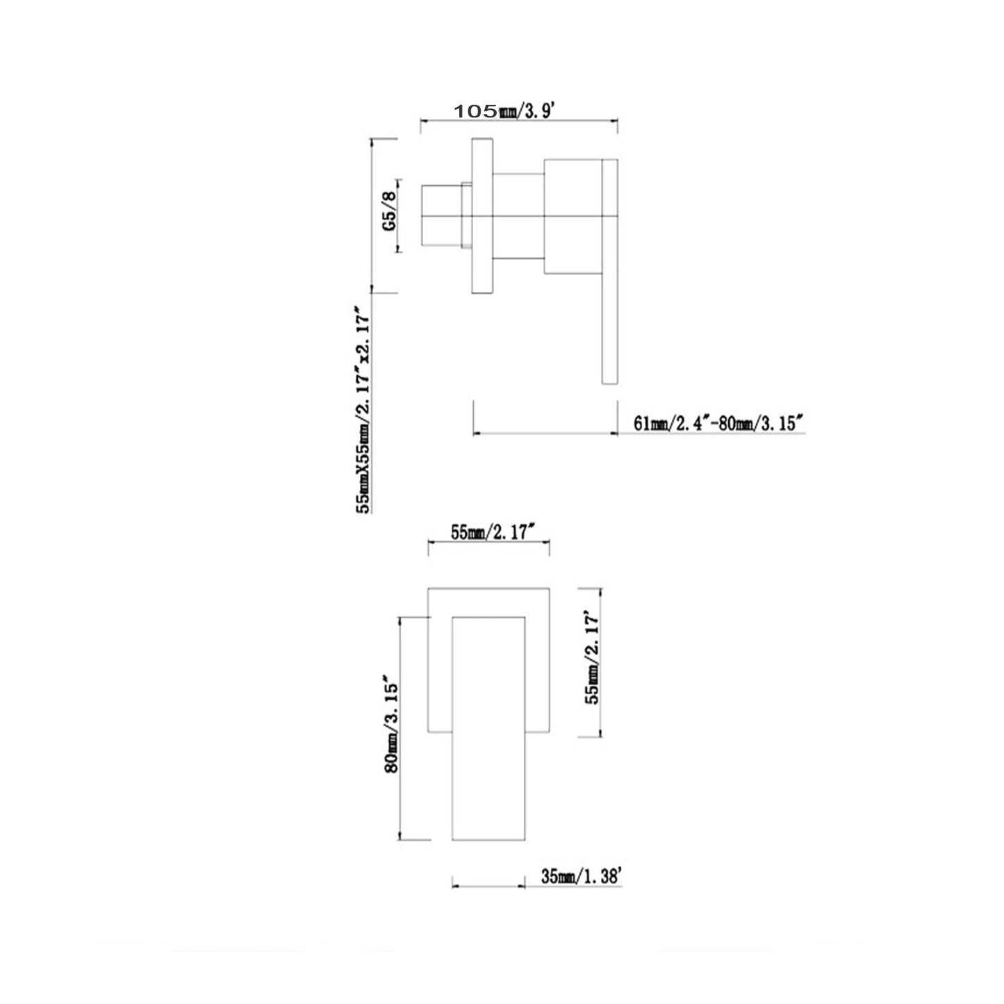 CH0002.ST BLAZE Chrome, Polished Chrome Wall Mounted Shower Taps