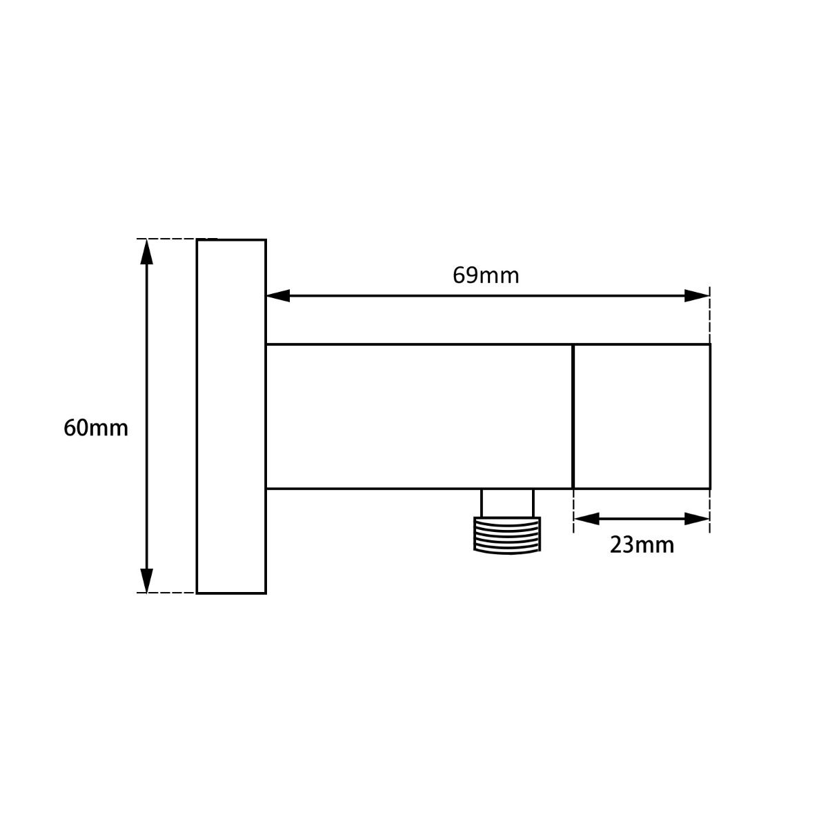 CH0017.WMT+CH0017.WMT Chrome, Polished Chrome Square Wall Mounted Stop Tap
