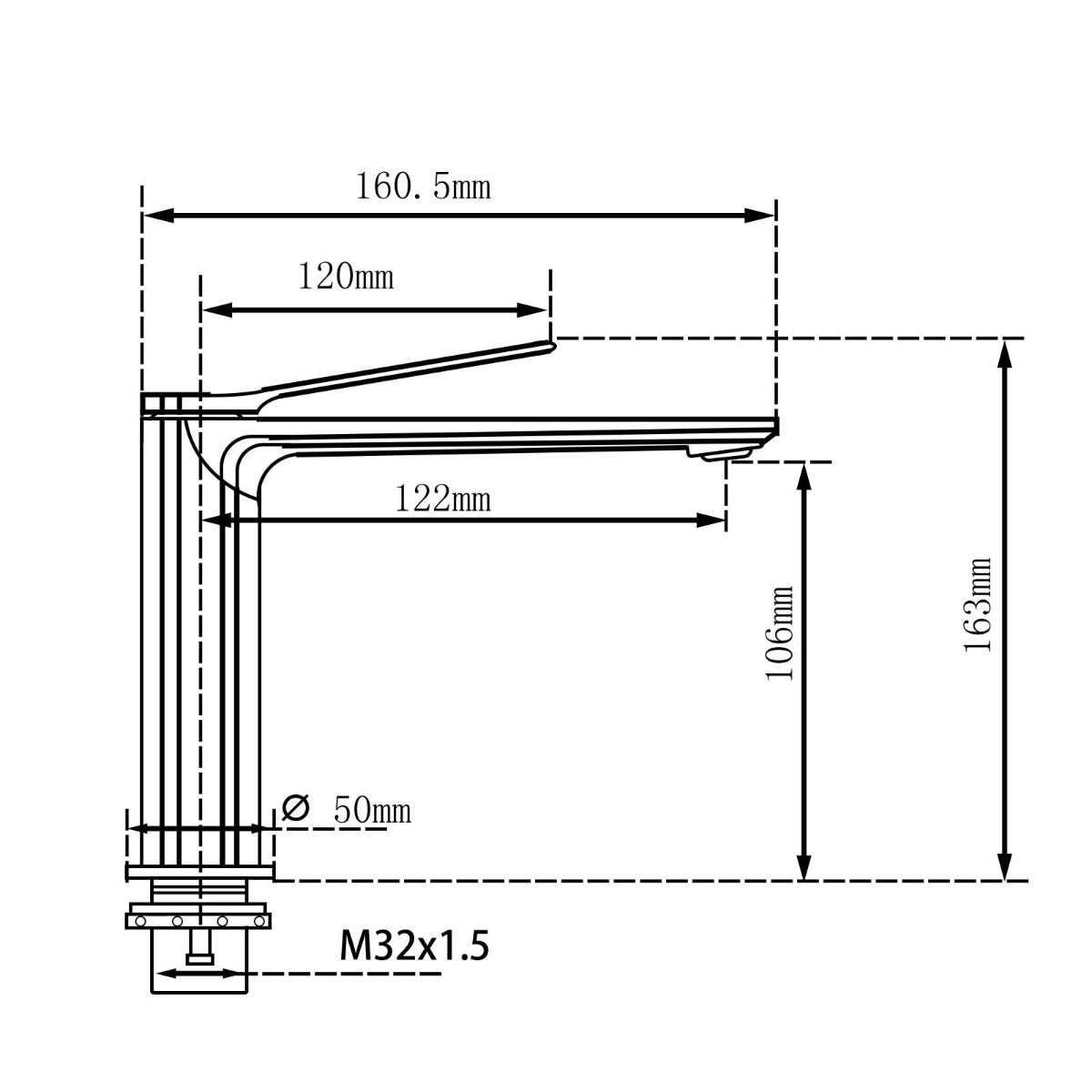 CH0128.BM RUSHY Chrome Chrome Above Counter Basin Mixer