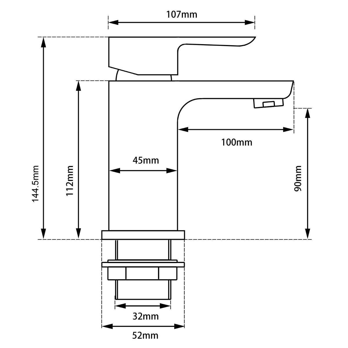 CH0131.BM VOG Chrome, Polished Chrome Round Above Counter Basin Mixer