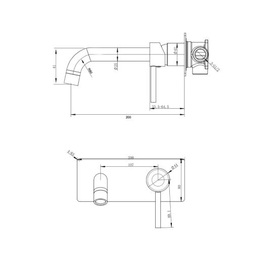 CH0144-2-EX.BM LUCID PIN Chrome, Polished Chrome Round Wall Mounted Wall Mixer