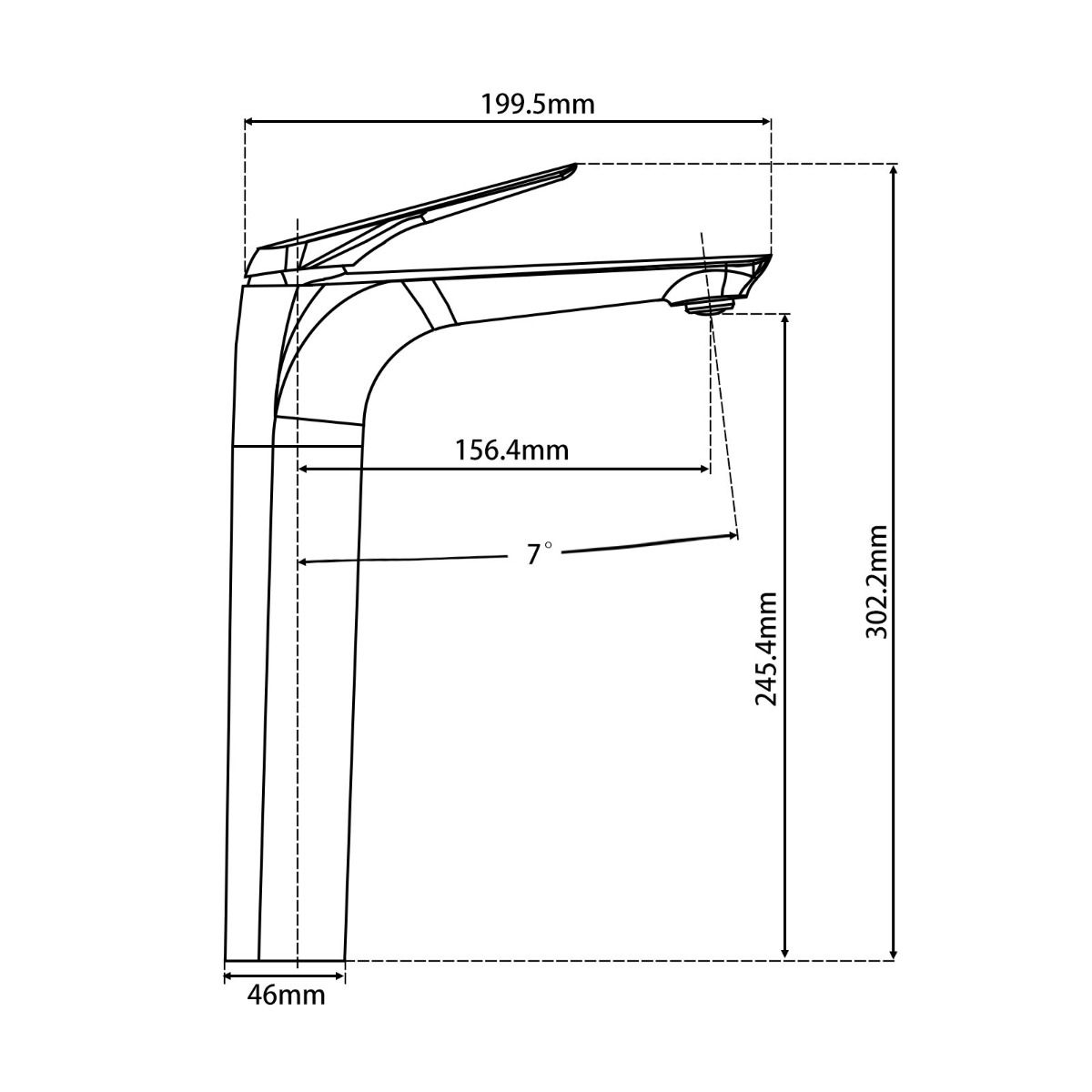 CH0160.BM Chrome, Polished Chrome Above Counter Tall Basin Mixer