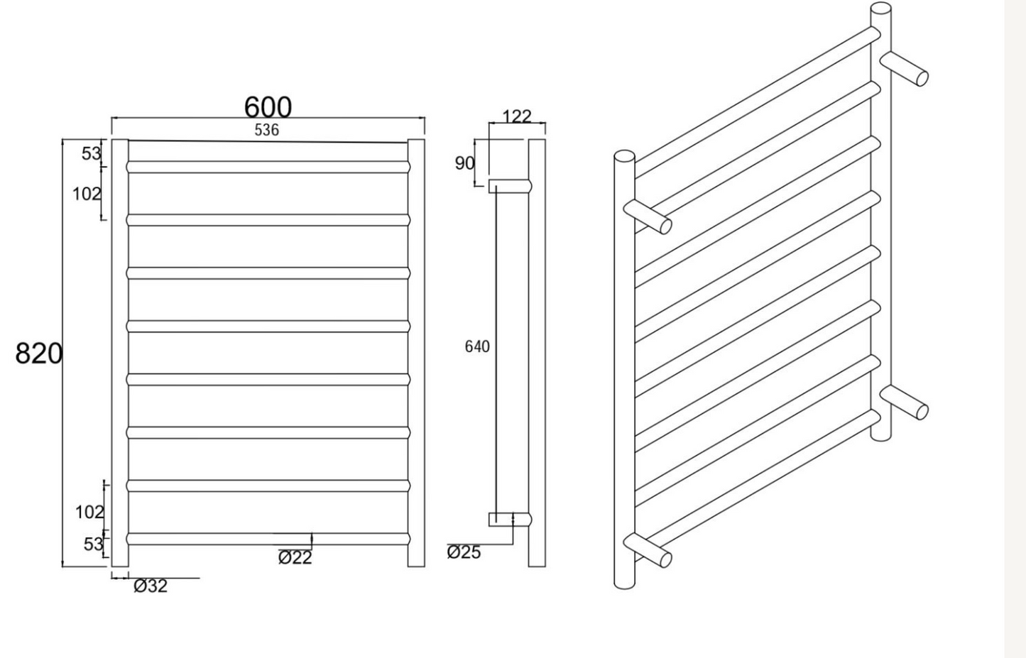 CH08.R.HTR Chrome, Polished Chrome Round Wall Mounted Towel Warmer