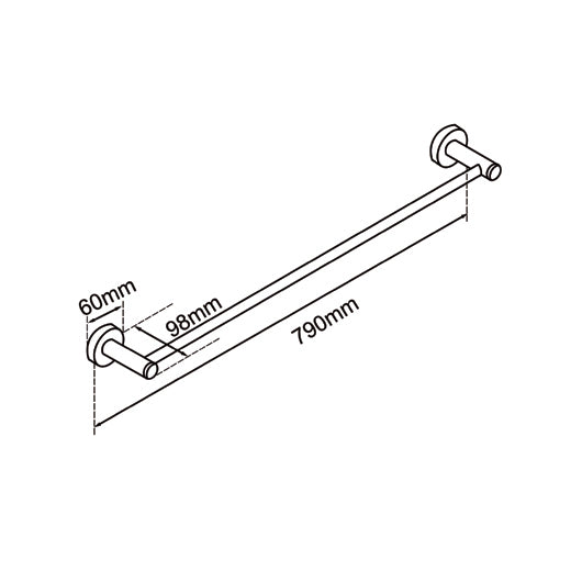 CH6601.TR LUCID PIN Chrome, Polished Chrome Round Wall Mounted Towel Rail