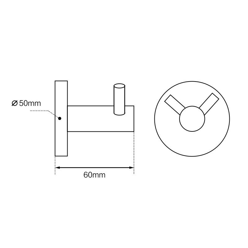 CH6607.TR LUCID PIN Chrome, Polished Chrome Round Wall Mounted Robe Hook