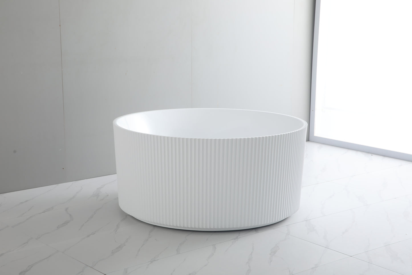 COGV1280GW-NF Como Groove Gloss White Round Free Standing Bathtub