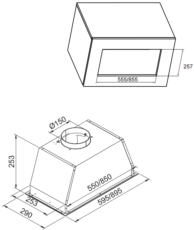 CY-CP90SS Brushed Silver Built In Rangehood