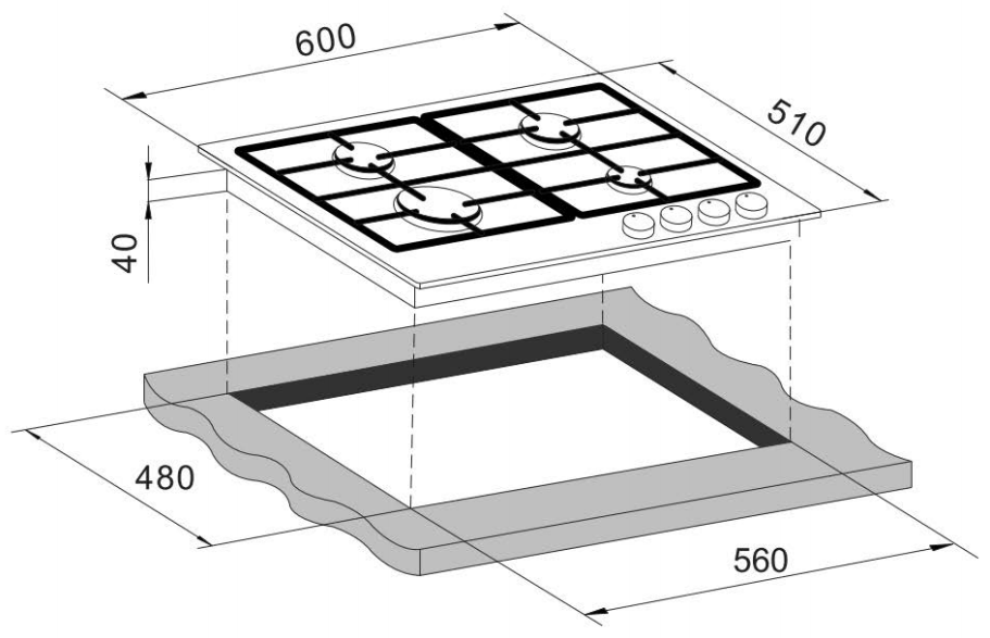 CY-GH604BL Black Glass Black Built In Hob