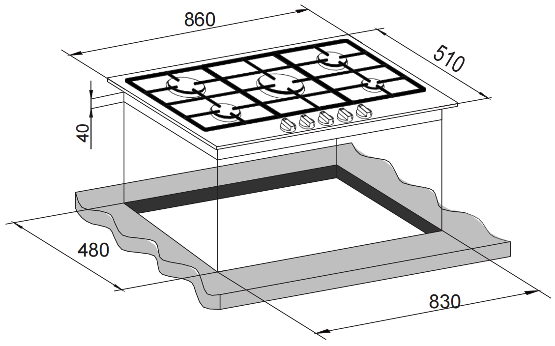 CY-GH906SS Brushed Silver Built In Cooktop