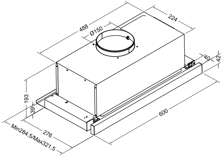 CY-TE06 Brushed Silver Built In Rangehood