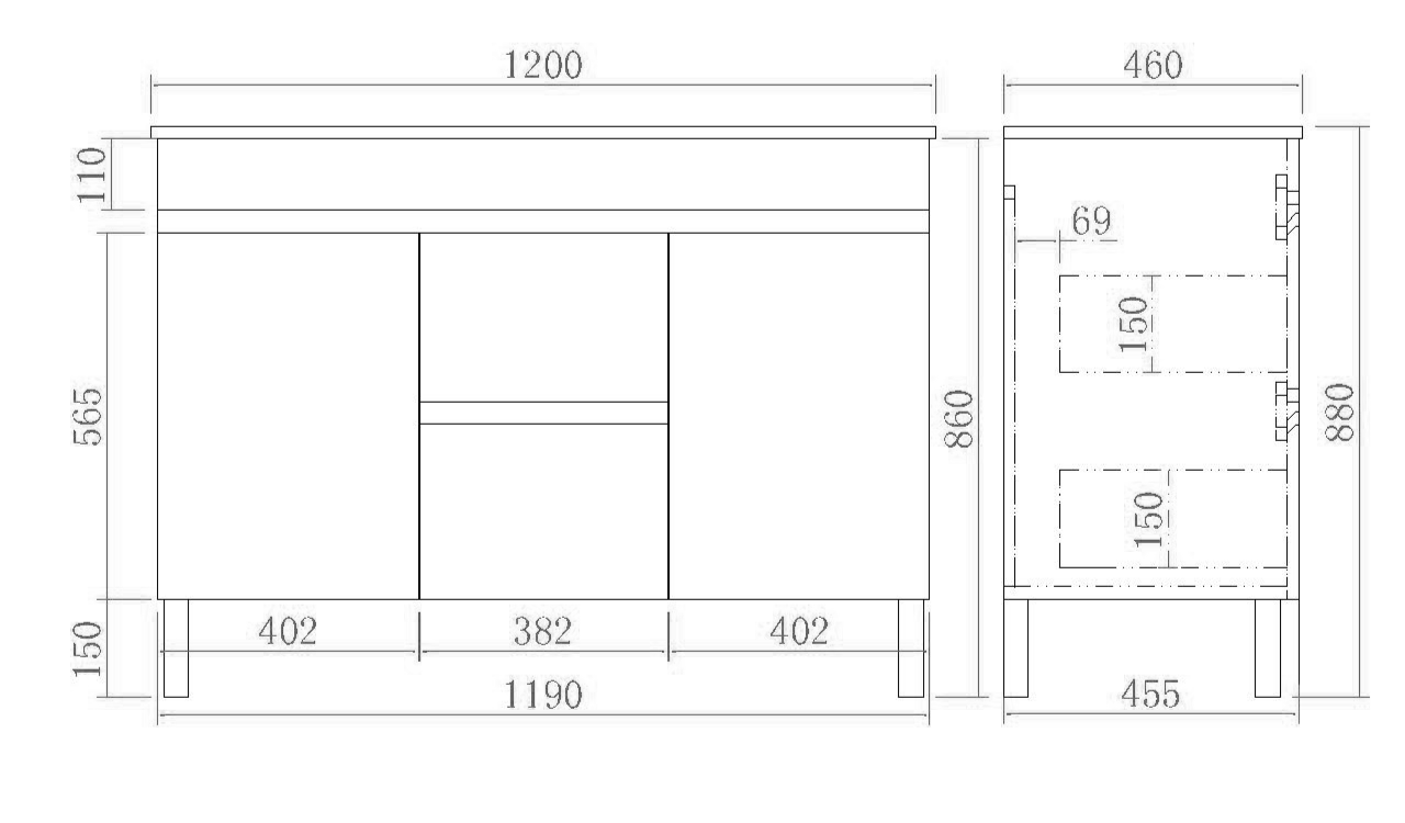 EV124DL-OAK Evie Wood Grain Oak Free Standing Vanity