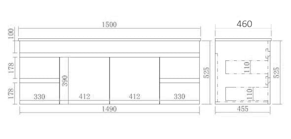 EV154WH-OAK Evie Oak Wall hung Vanity