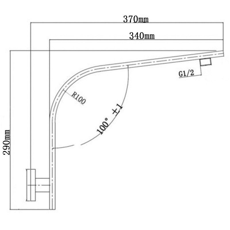 GM0129.SA Blaze Polished Gun Metal Grey Square Wall Mounted Shower Arm