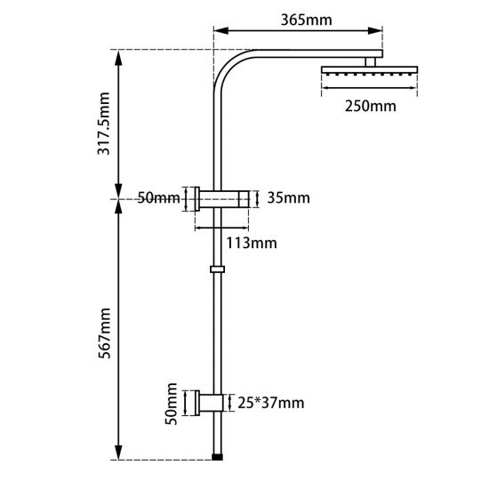 GM2130.SH-10 Gun Metal Grey Square Wall Mounted Shower Station