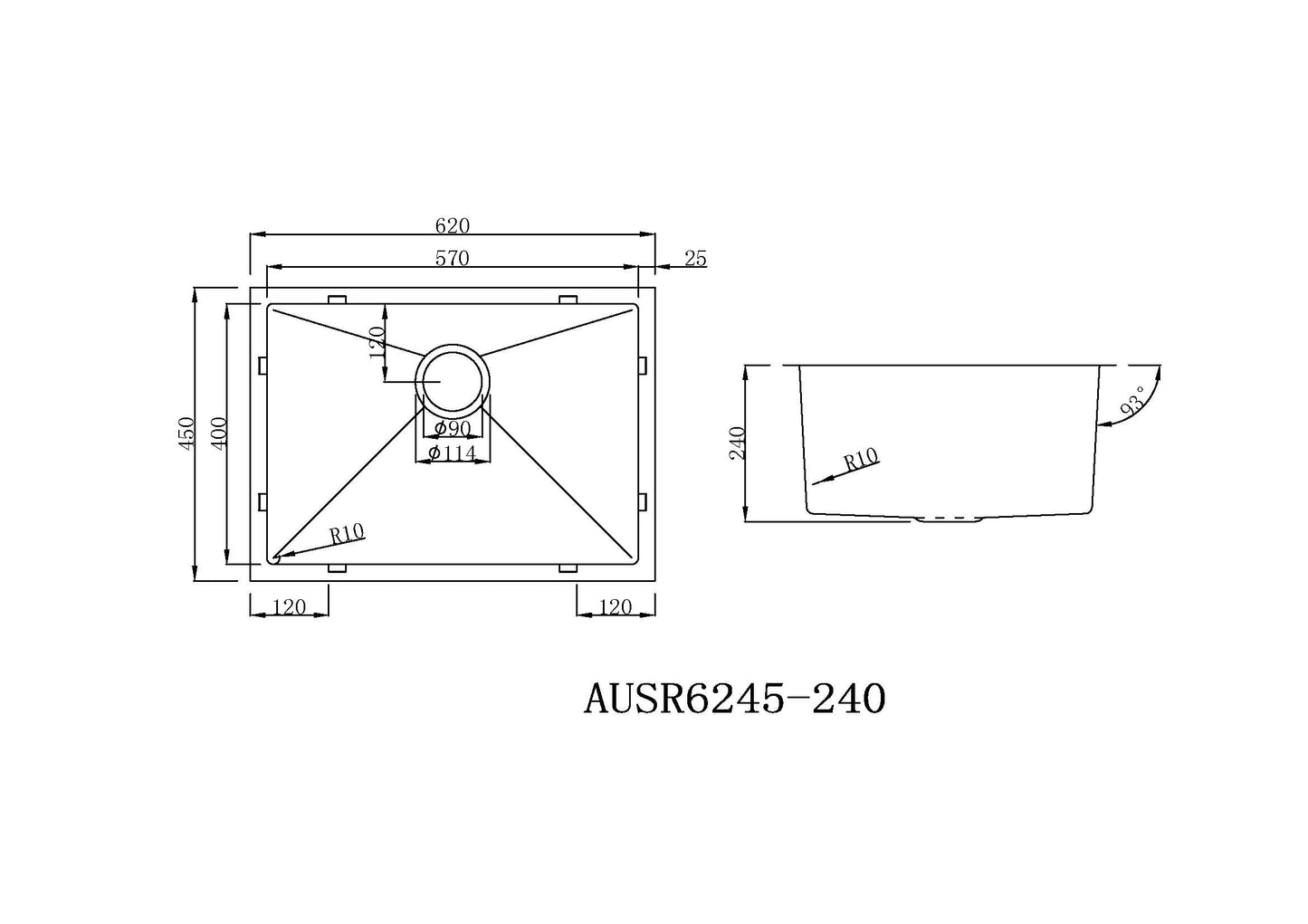 HMSB6245GOLD Nano coating (Golden) Golden Rectangular with R10 rounded corners Overmount, Undermount Kitchen Sink, Laundry Tub, Single Bowl
