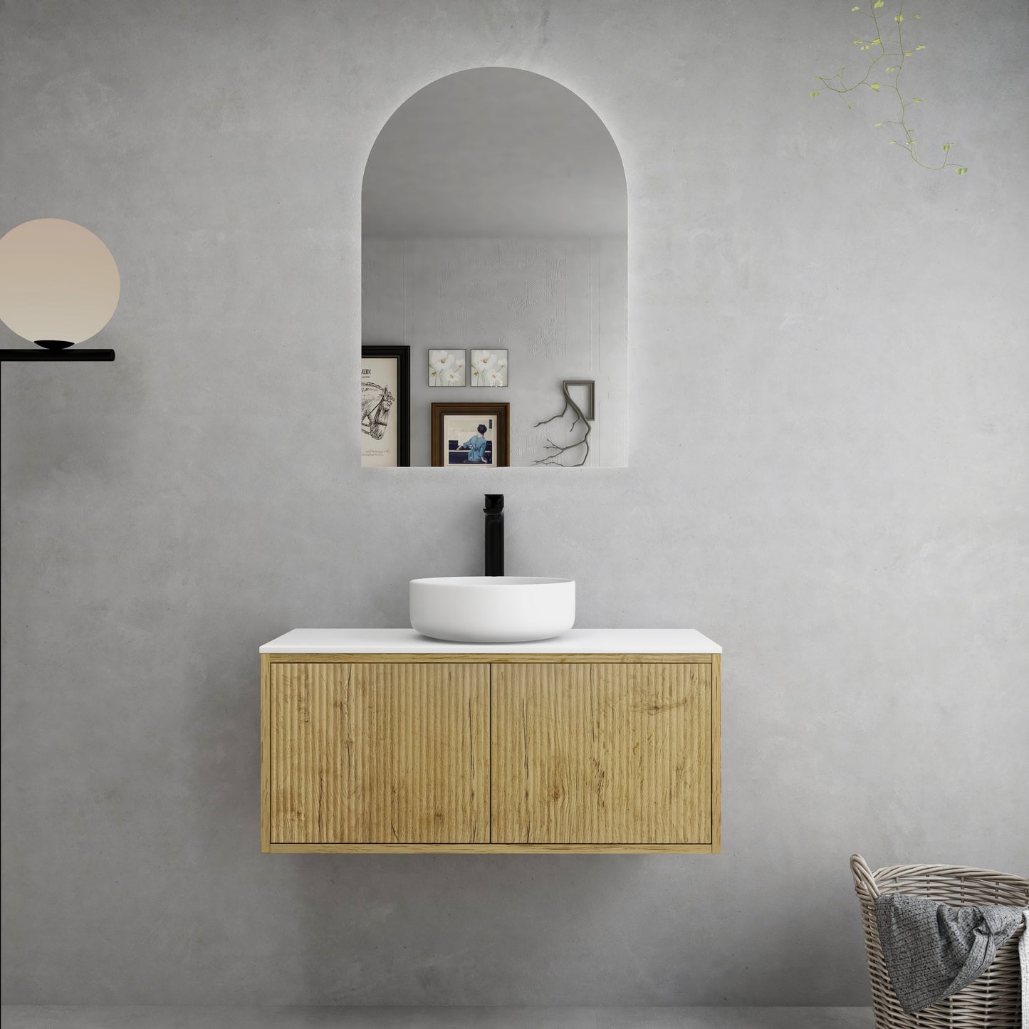 K93RW-PO Bellevue Prime Oak Rectangular Wall Mounted Vanity