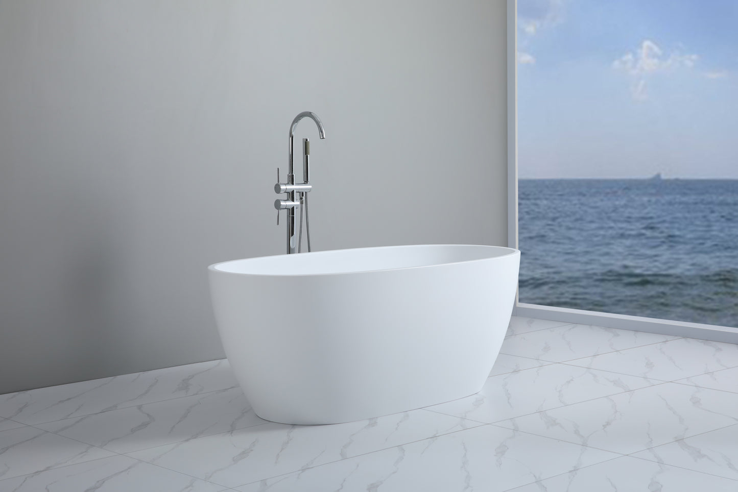 KBT-5-1500 Stella Gloss, Black Oval Free Standing Bathtub