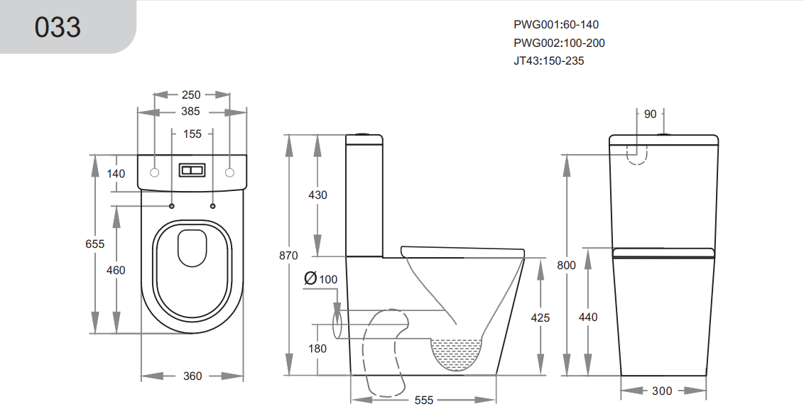 KDK033 Alpha Gloss White Back to Wall Toilet
