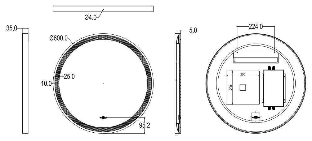 LFM600R-BN Luna Brushed, Electroplated Nickel Round Mirror