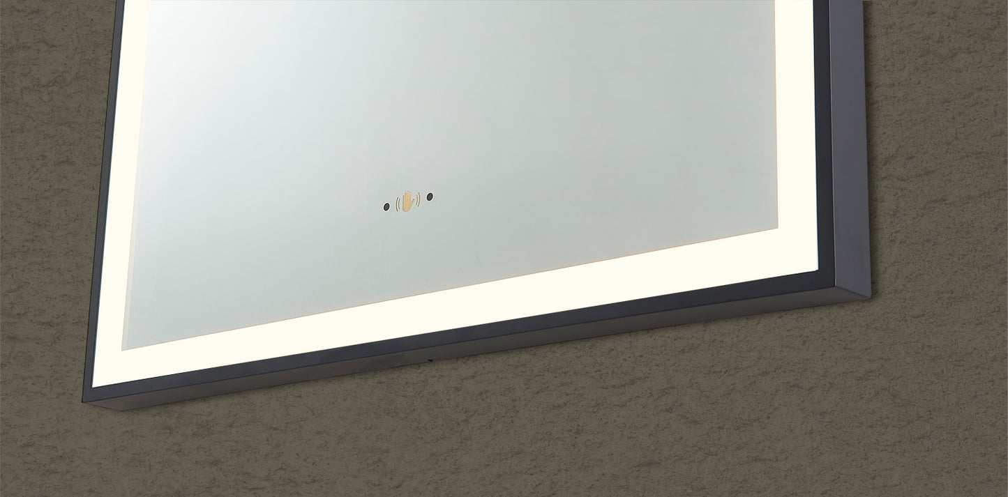 LFMAR6090-MB Aura Matte Black Rectangular Wall Mounted Mirror