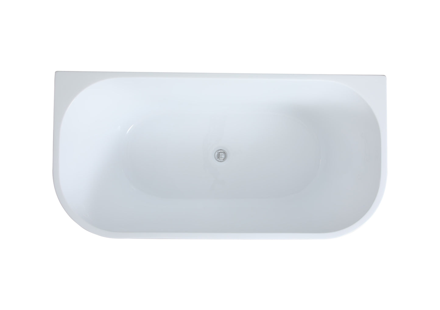 MBBT-10-1700 Matte White and Black Oval Back to Wall Bathtub