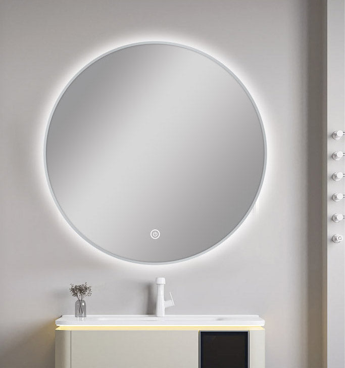 MS-R75B-N Brushed Nickel Round Wall Mounted LED Mirror